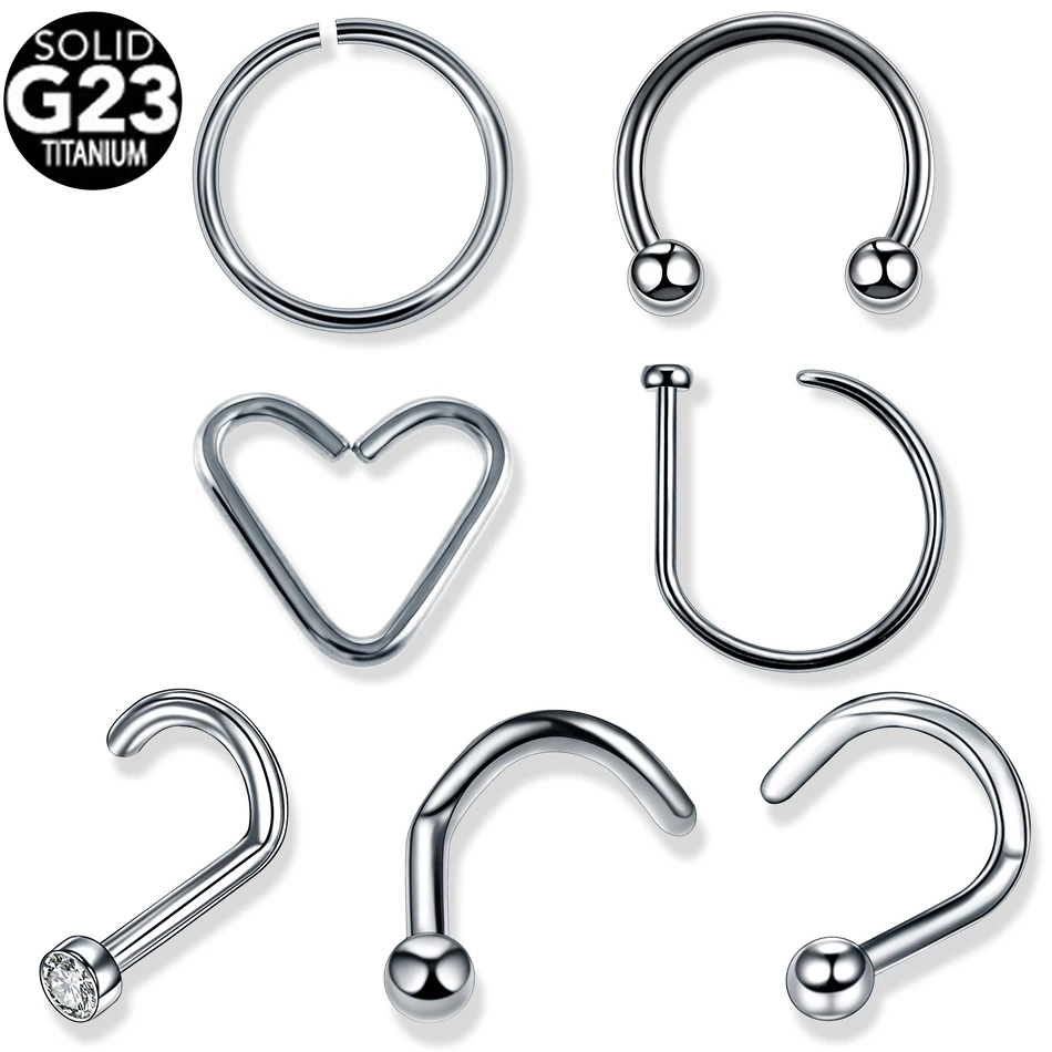 

1PC G23 Titanium Nose Stud Rings Nostril Earring Cartilage Piercings Nariz Septum Ear Helix Rings Labret Piercings Body Jewelry