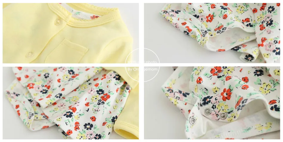 Flower spring baby girl clothes bodysuit +jackets baby clothes Roupa infant jumpsuits cotton baby clothing for 0-24M dresses baby knitted clothing set