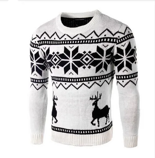 

Sweaters Male 2018 Men O-Neck Long Sleeve Cotton Fashion Christmas Sweater with Deer Pattern Brand Clothing Slim Pullovers