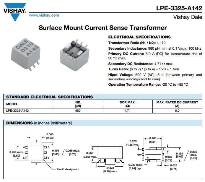 LPE-3535-A142 SMD miniature EE5.0 980UH precision current transformer current detection transformer 4