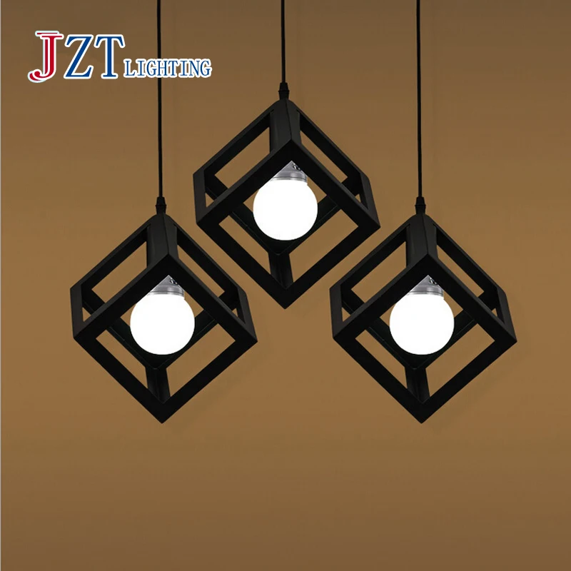 

Z American Country Square Restaurant Pendant Lamps Loft Iron Single Head / Three Heads LED Light For Bar And Livingroom Bedroom