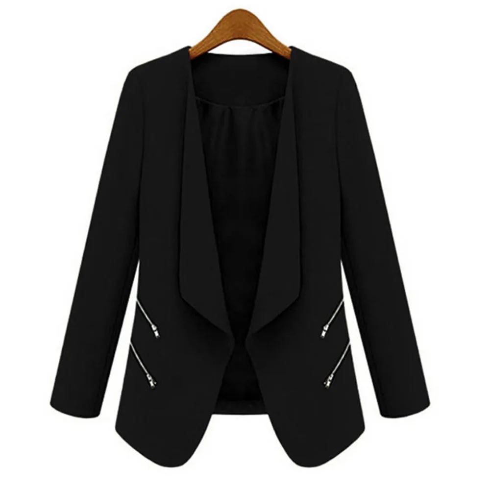 Модные пальто и куртки женские с длинным рукавом Свободные однотонные на молнии пальто кардиган Топы пальто chaqueta mujer#20181015