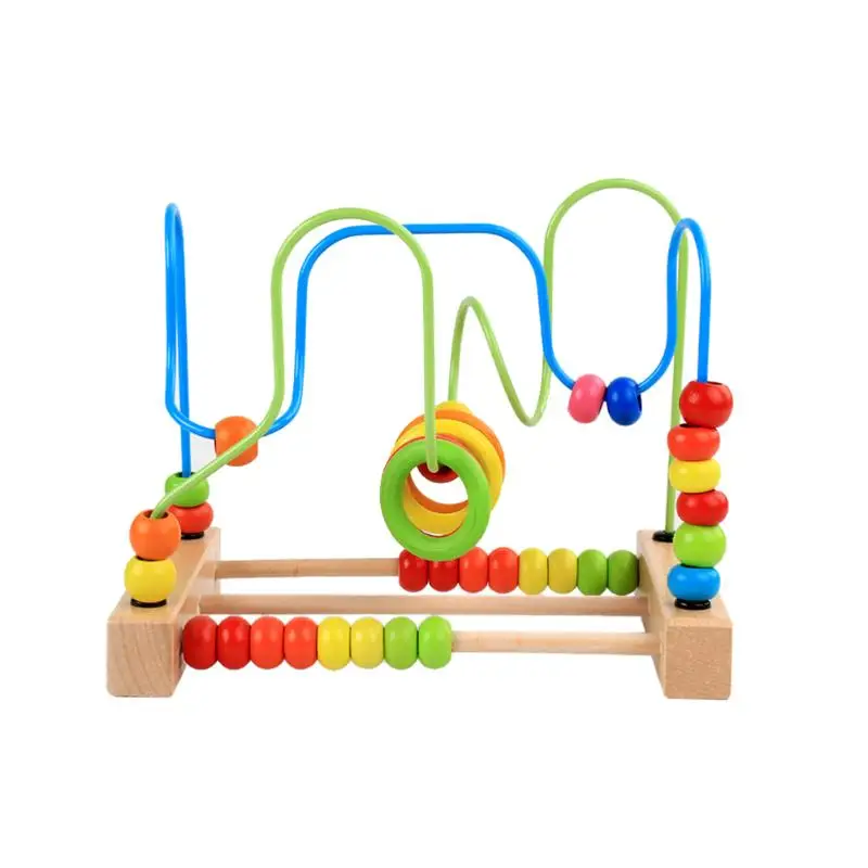 Hot Wooden Baby Math Toys Counting Circles Bead Abacus Wire Maze Roller