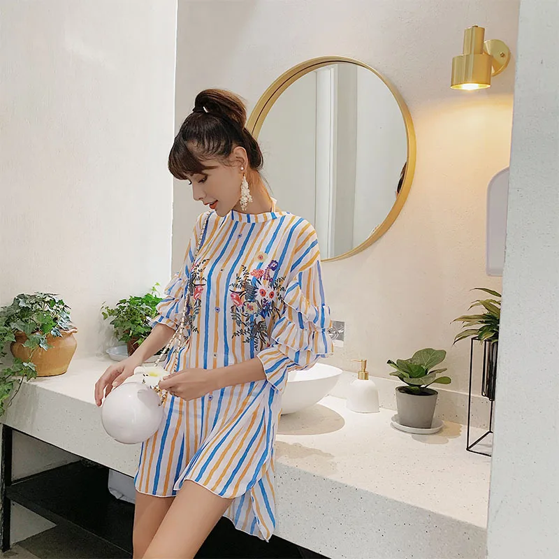 

Swimsuits For Women 2 Pieces Swimming Suit Bikini Cintura Alta Swim Suits A Full Swimsuit Korean Three Piece Striped Split Skirt
