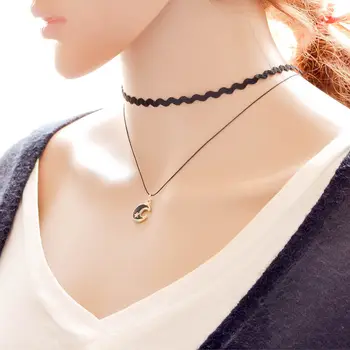 

New Fashion Necklace Black Velvet Necklace Moon Pendant Women's Necklace Fashion Jewelery Free Shipping Delivery Gift