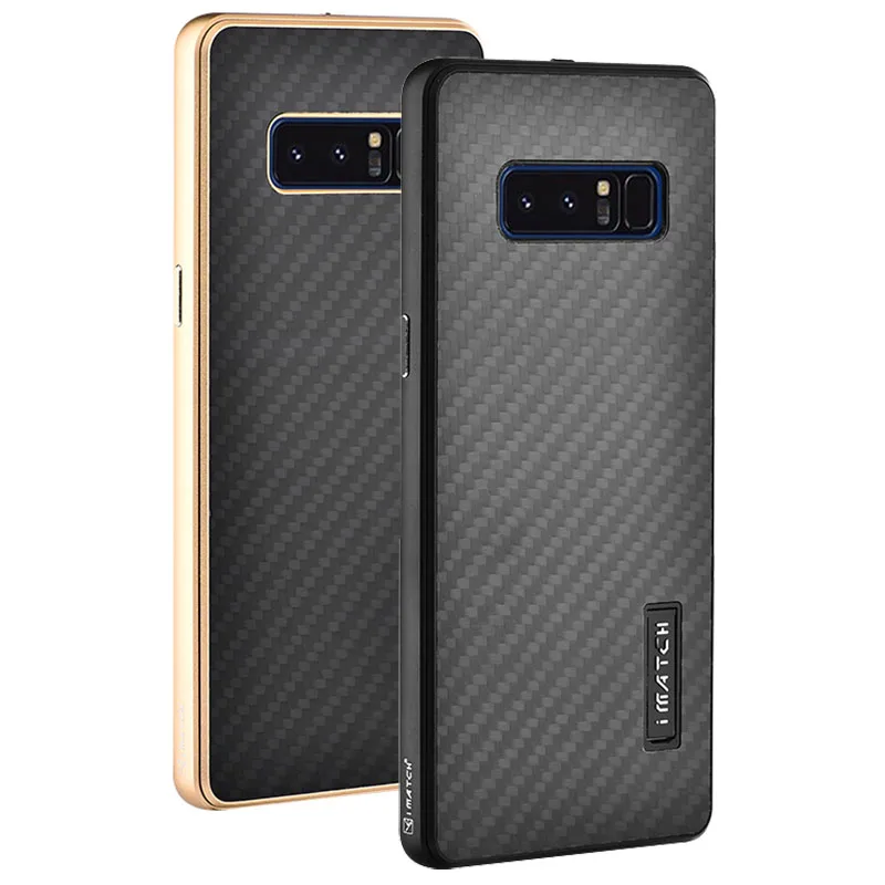 iMatch Luxury Aluminum Metal Bumper Carbon Fiber Back Cover Case for Samsung Galaxy Note 8