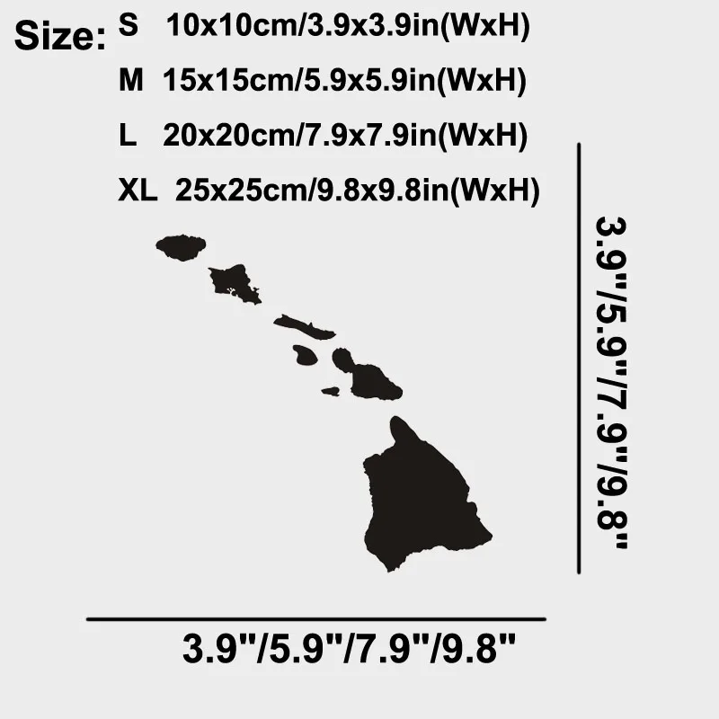 Гавайские острова карта виниловое окно ноутбук наклейка на автомобильный бампер 20 цветов