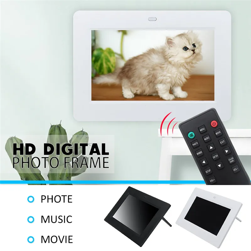 

7inch Digital Photo Frame White/Black Movie Player Remote Control external menory card including USB flash drive+Calendar ect