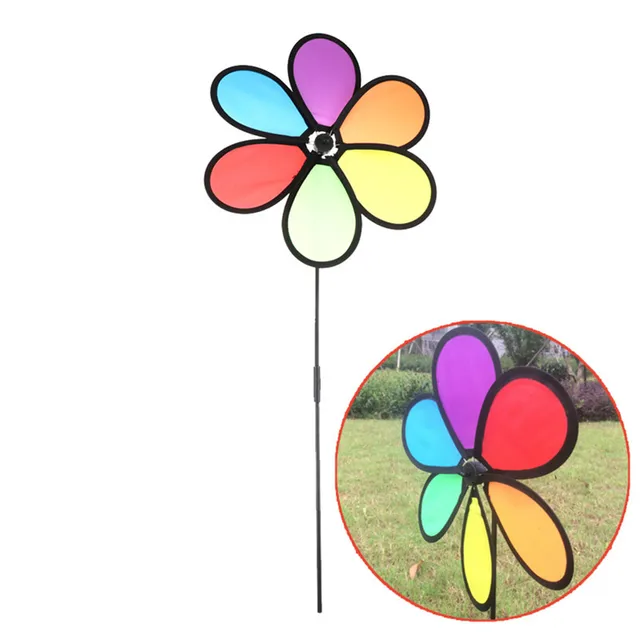 1pcs Classic Toys Colorful Rainbow Dazy Flower Spinner Wind Windmill Garden Yard Outdoor Decor Color Randomly 1