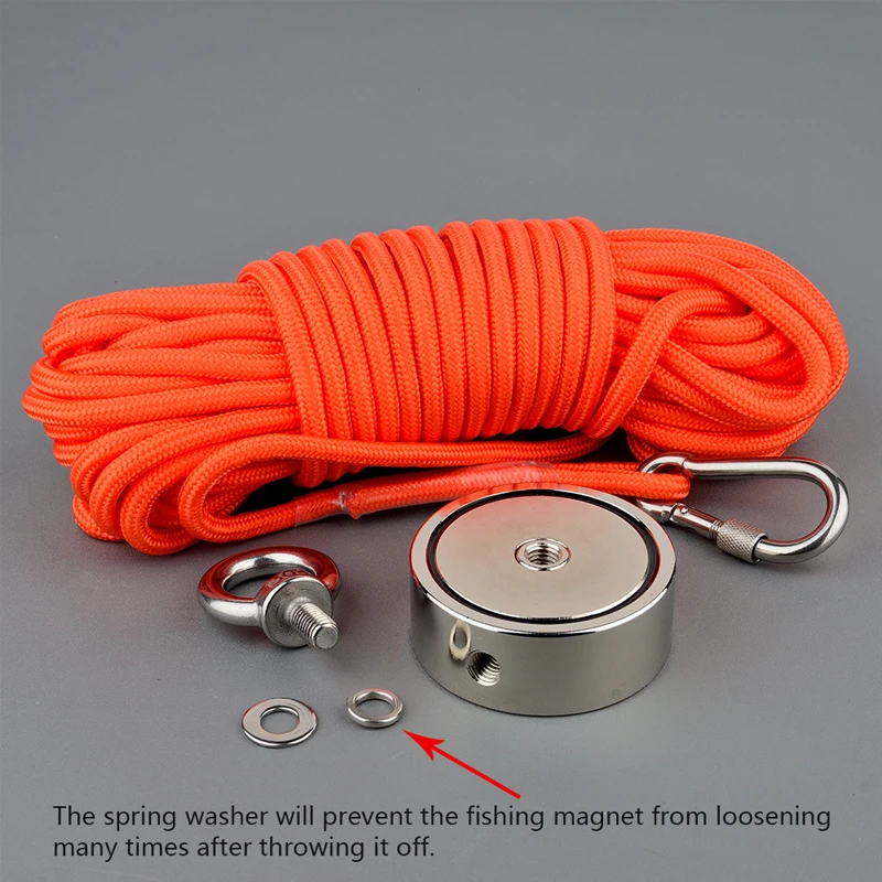 Double Side Power Neodymium N52 Magnet kit Fishing 600KG Combined Salvage Search Magnetic Material 15m Rope