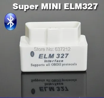 

White Super Mini V2.1 ELM327 Bluetooth Wireless OBDII Car Code Scanner Adapter Scanner TORQUE ANDROID,Free Shipping