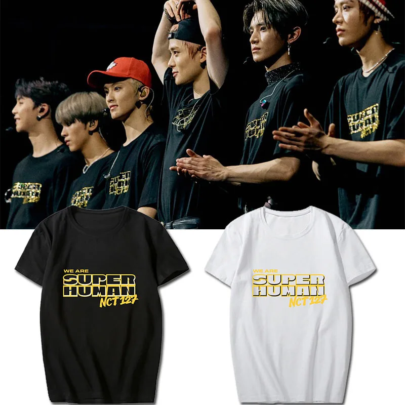 

kpop nct 127 Album We are superhuman same Aid printing Short sleeve t-shirt kpop men and women harajuku O-neck T shirt tops
