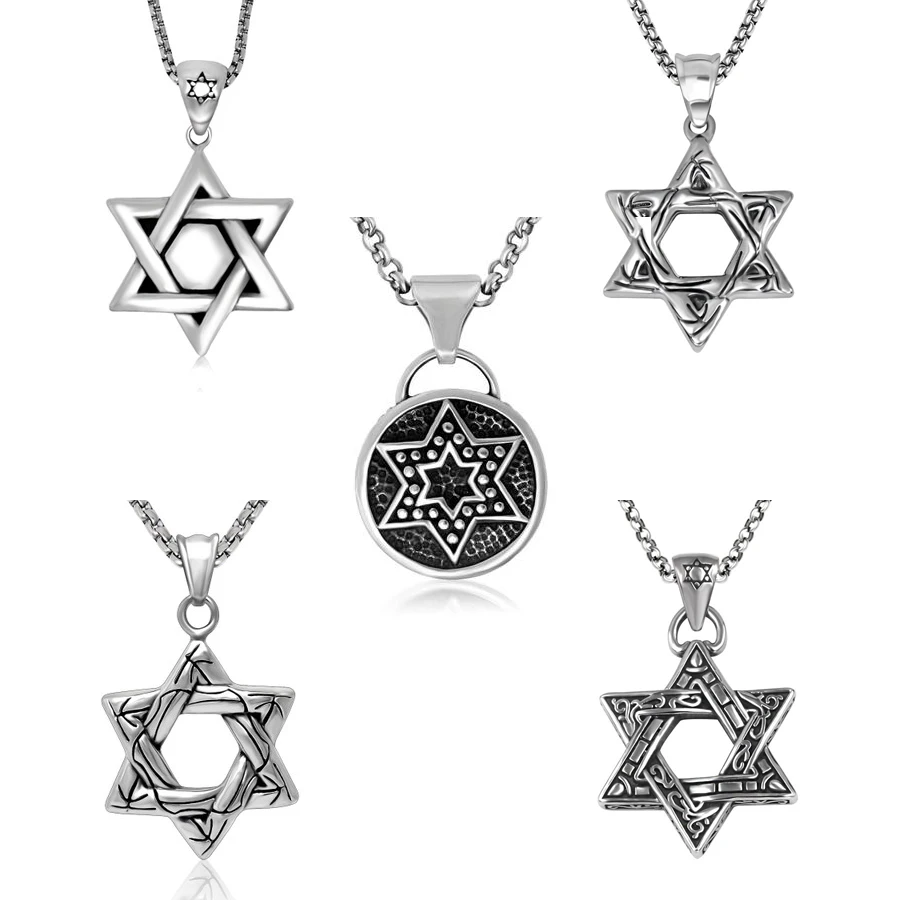 

WITH RANDOM Gift Chain Vintage star of david stainless steel pendant a star with six points symbol of Judaism Fast shipping