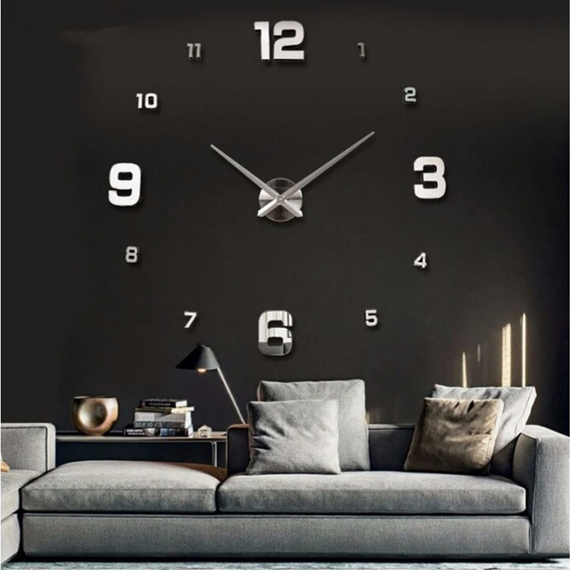 Большие настенные кварцевые часы с 3d наклейками|big wall|big wall clockdesigner clock |