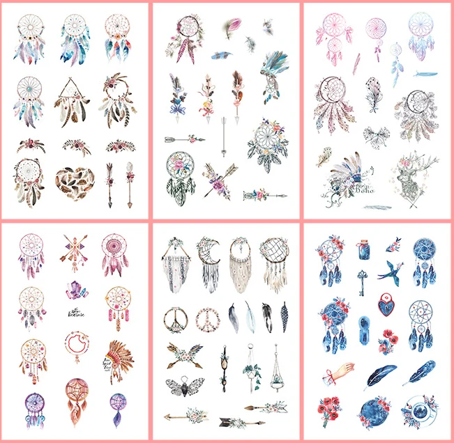 

6 pcs/pack Dreamcatcher Feather Bullet Journal Decorative Stickers Scrapbooking Stick Label Diary Stationery Album Stickers