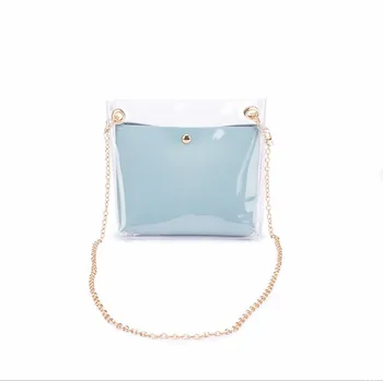 

Casual transparent women's shoulder bag fashion jelly PU leather Messenger bag handbag