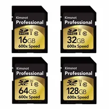 Cartão de memória kimsnão profissional, cartão sd de 90 mb/s 64gb 128gb 256gb sdxc 16gb 32gb sdhc cartão de alta velocidade 600x para câmera nikon canon