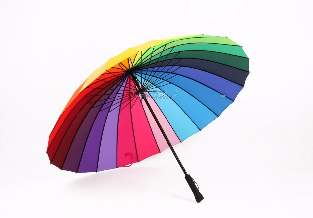 Fashion Women parasol Rainbow Umbrella Big Long Handle Straight Colorful Umbrella Female Sunny And Rainy Umbrella