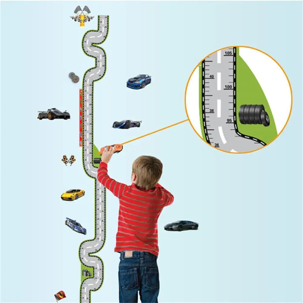Cool Cars Race Track Height Chart Wall Sticker Decal Kids Nursery Decor