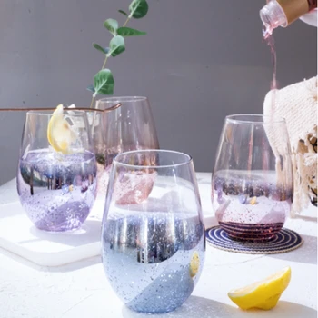 

12piece European creative starry sky egg cup plated color large capacity lead-free crystal glass household juice glass beer cup