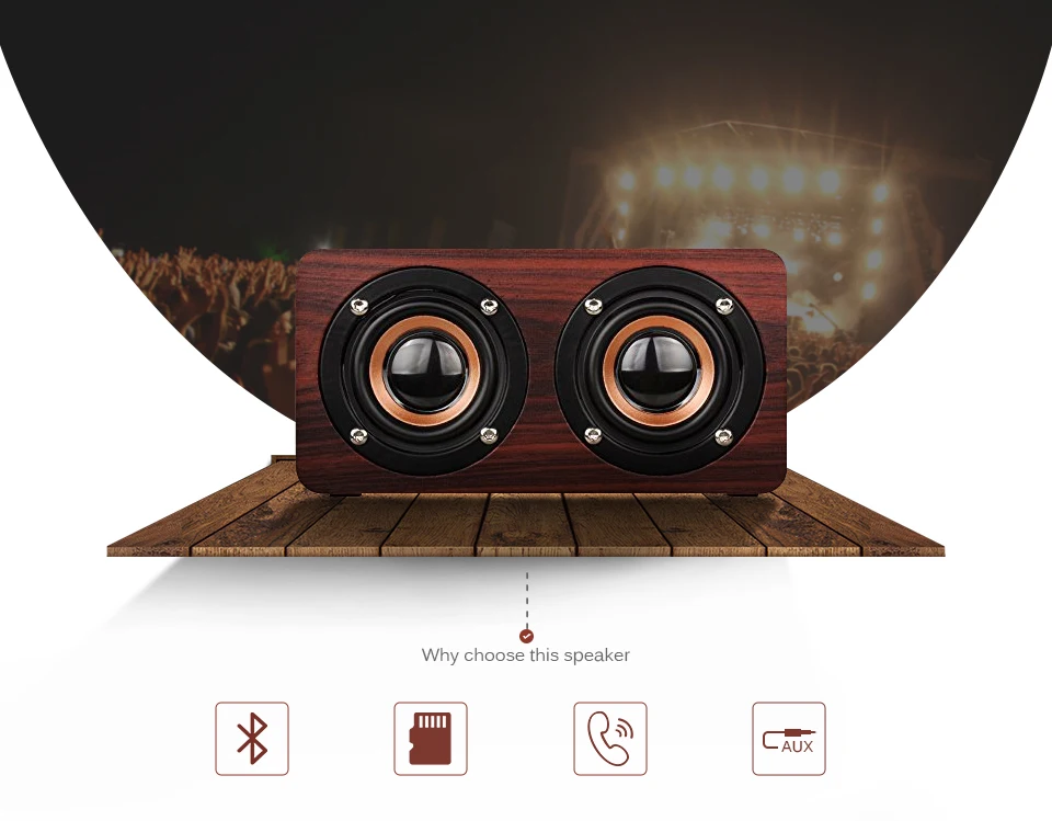 Magift Portable Wood Bluetooth Speaker Stereo Dual Loudspeaker Subwoofer Box Wooden Bass AUX 3.5mm Computer Speaker for Xiaomi (1)