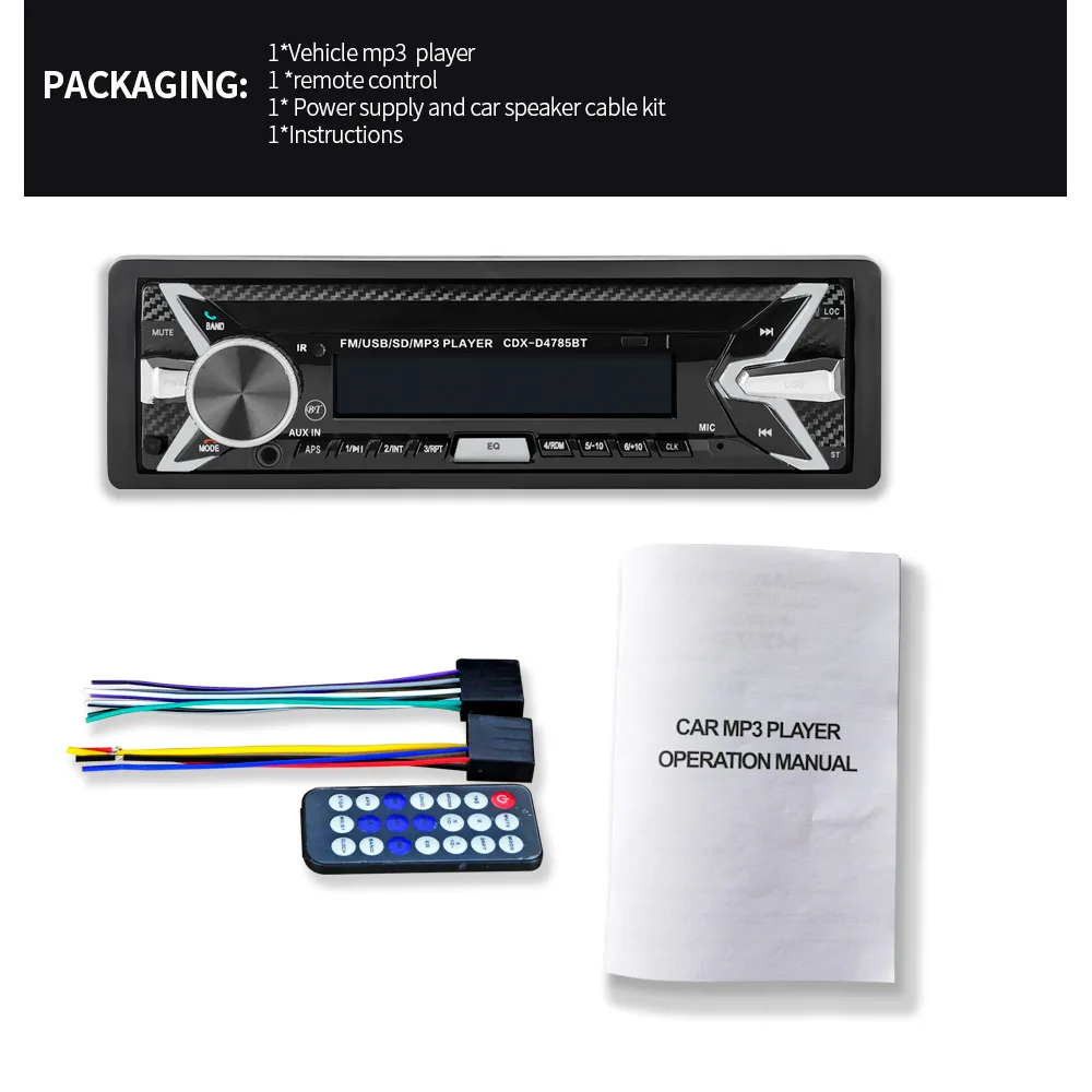 Bluetooth Removable Detachable Panel Autoradio Bluetooth Car Radio Auto FM RDS Stereo Audio Player USB SD ISO 7 Colors Lighting