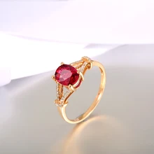 Fashion Engagement Rings for Women 18K Rose Gold Gemstone Jewelry Precious Ruby Ring Cluster Diamond Jewelry Rings