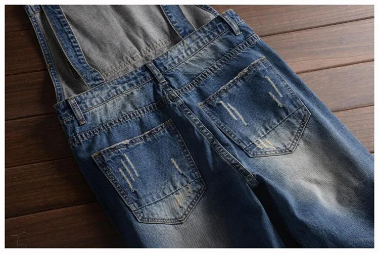 Sokotoo Для мужчин Плюс Размер повседневные ботильоны Длина Тонкий джинсовые комбинезоны модные рваные укороченные джинсы комбинезоны