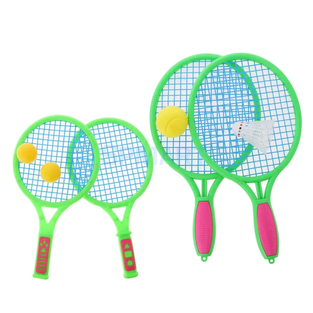 Kids Dual Tennis Racket Ball Set Badminton Outdoor Beach Sports Toys