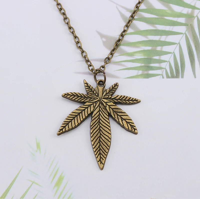 Hip Hop Tree Leaf Necklace For Women Men Small Weed Herb Maple Leaf Pendants Necklaces Unisex Plant Jewelry Dropshipping Collar