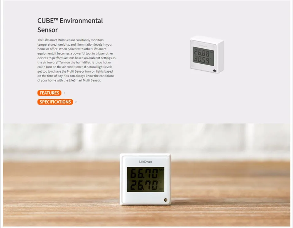 1---Lifesmart Multifunctional Environment Sensor 433MHZ Monitor Indoor Temperature,Humidity App Realtime View Remote Control by APP