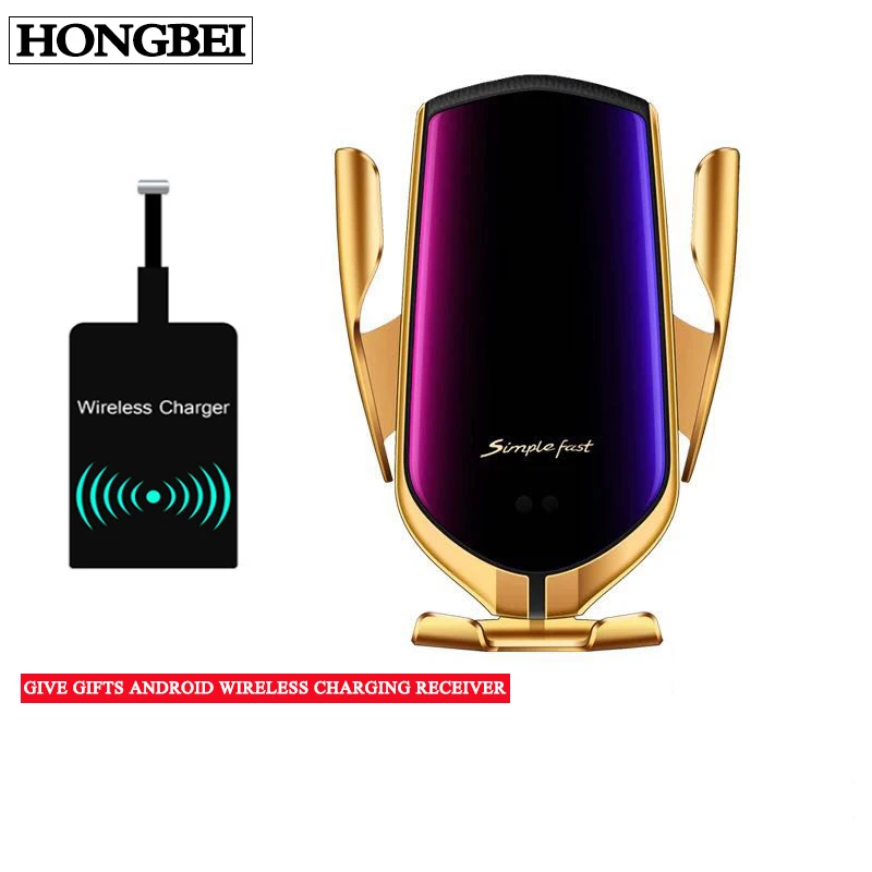 

R1 Intelligent Induct Car Wireless Charger Positioning Holder for HuaweiSamsung Note9 Automatic Clamping Fast Charging Car Mount