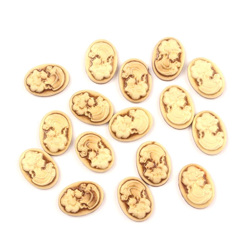 

LF 50Pcs Oval Bronze Resin Beauty Head Decoration Crafts Flatback Cabochon Embellishments For Scrapbooking Diy Accessories
