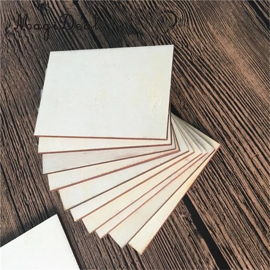 20x Square Rectangle Wooden / Wood MDF Shapes Plaque Unfinished Coaster for DIY Pyrography Art Craft Signs