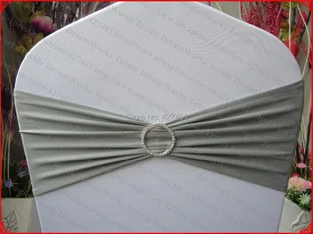 

Light Silver Single Layer Spandex/Lycra/Expand Bands/Covers With One Row Round Diamond Buckle&Pin For Wedding Party Decorations