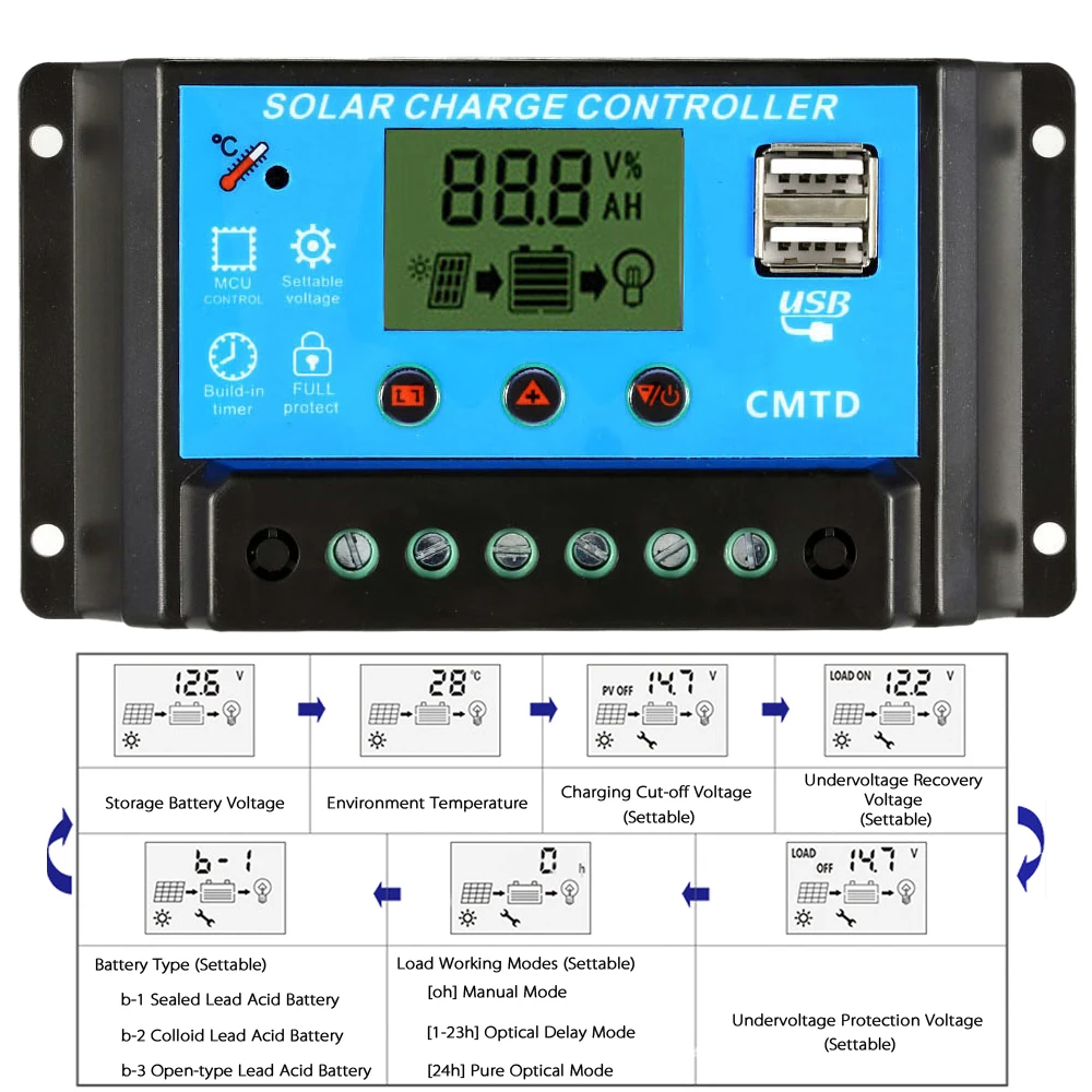 12,6 в ЖК-контроллер солнечной зарядки ШИМ регулятор зарядки для солнечной батареи Панель литиевой батареи лампа Защита от перегрузки