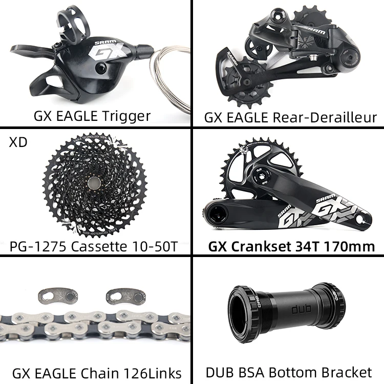 SRAM GX Орел 1x12, 12 вещей в партии, Скорость указано DUB комплект 32/34T 170/175 мм BOOST триггерный переключатель передач задний переключатель кассета с цепью диаметра окружности болтов - Цвет: 34T 170MM