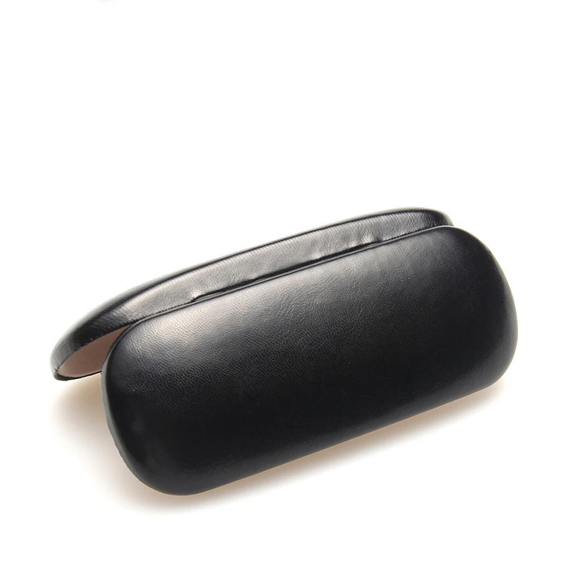 Hot black leather glasses case for men hard frame eyeglass case reading glasses box
