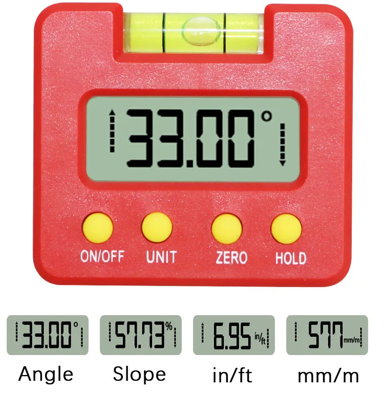 Мини цифровой уровень транспортир Сильный магнитный Цифровой Инклинометр Угол наклона коробка уровень Горизонтальный Угол транспортир Угол Калибр
