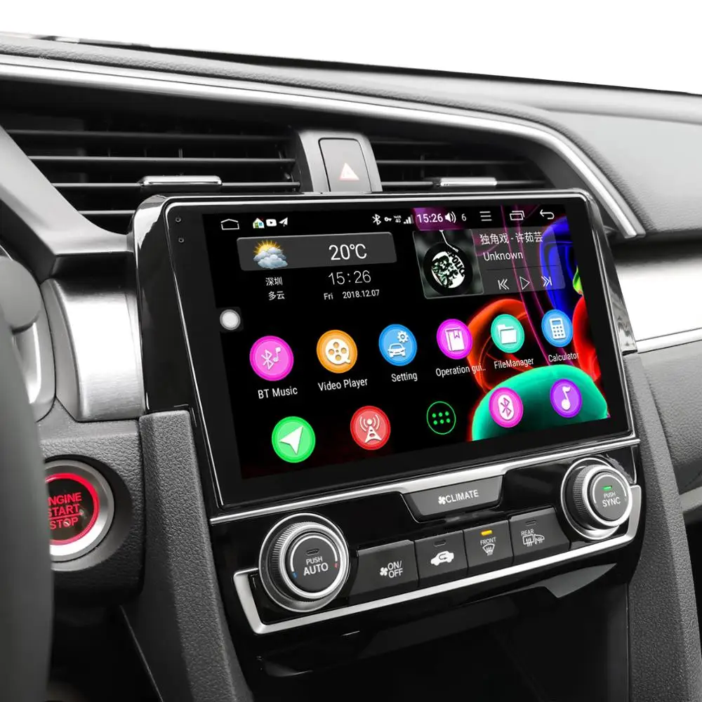 Top DSP 9" Android 8.1 Car Multimedia Radio for Honda Civic 2016-2018 GPS Mirror Link Subwoofer Stereo WiFi 4G SIM DVR OBD DAB AUX 1