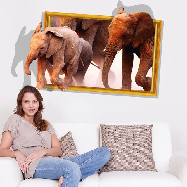 Special Offers 87*57cm 3D wall stickers Photo frame Elephant group living room dining room sofa TV background Decoration paste decor paintings Special Offers 87*57cm 3D wall stickers Photo frame Elephant group living room dining room sofa TV background Decoration paste decor paintings