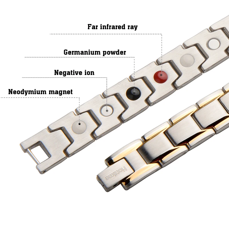 Hottime мужские Био Магнитные терапевтические энергетические браслеты и браслеты для 316L из нержавеющей стали оздоровительный Германий звеньевые украшения 10124