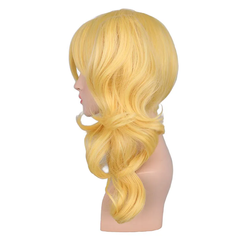QQXCAIW Cosplay largo ondulado mezclado peluca rubia disfraz 2 colas de caballo pelucas sintéticas resistentes al calor QQXCAIW Cosplay largo ondulado mezclado peluca rubia disfraz 2 colas de caballo pelucas sintéticas resistentes al calor