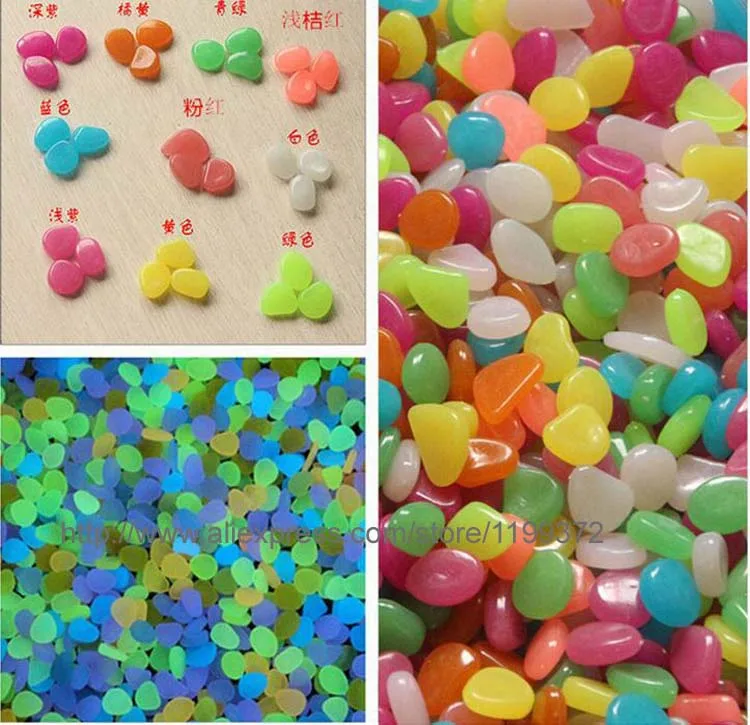 1200 Pieces Glow In The Dark Stones Pebbles Rock for Fish Tank Aquarium Garden Multi Color Fluorescence Luminous Freeship | Дом и сад