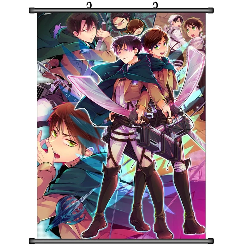 Japanese Decorative Picture Anime Attack On Titan Levi Ackerman Eren Jaeger Keith Shadis Sasha Home Decor Wall Scroll Poster Painting Calligraphy Aliexpress