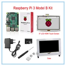 Raspberry Pi 3 Model B Board Kit with 5inch LCD HDMI Touch Screen+16GB Micro SD Card +5V2.5A Power Supply+ Heatsinks+Case(White)