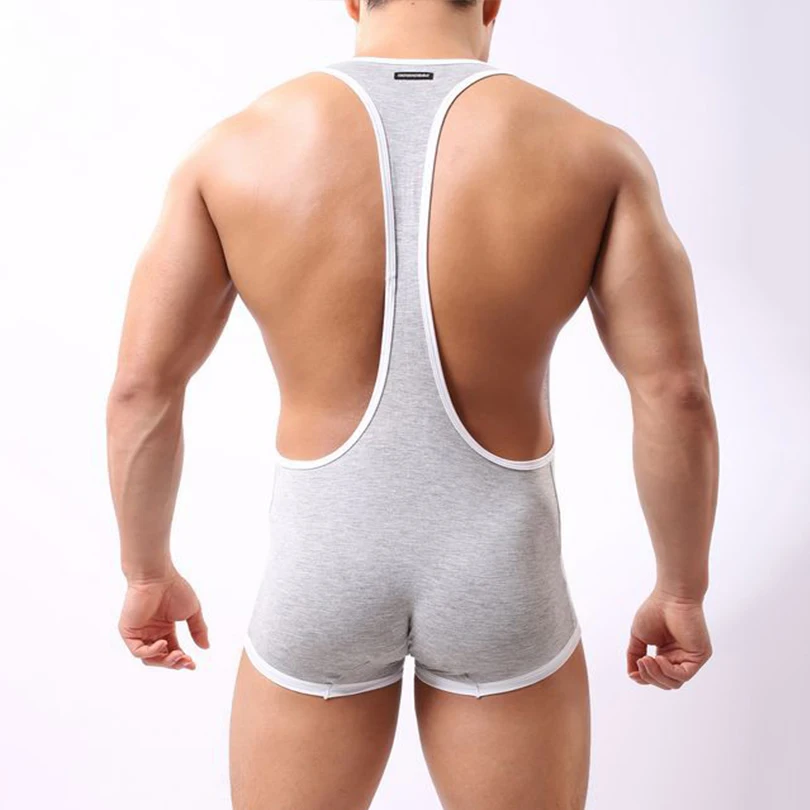 Mens Boxer Underwear Wrestling Singlet Stretch Material Sexy Bodysuit Gay Male Catsuit Erotic Strap Pants Slips Size M L XL