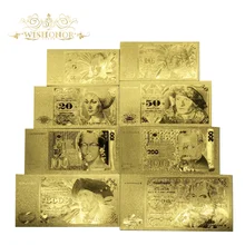 8 sztuk/partia nowe produkty dla niemiec złote banknoty 5 10 20 50 100 200 500 1000 Mark banknot w 24k Gold For Value Collection