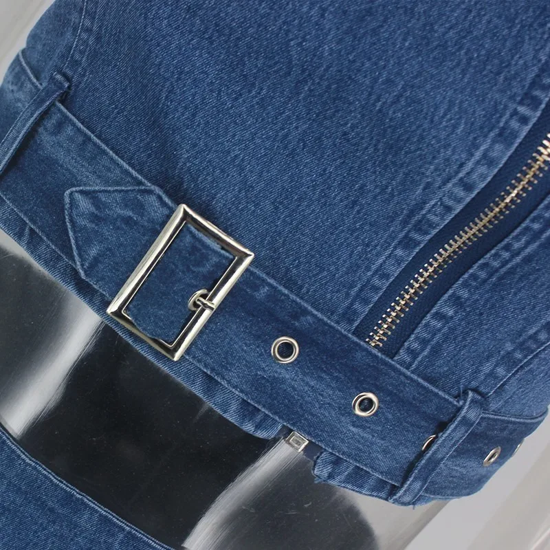 Ceremokiss Backless Bodycon Midi Dress Women Summer Vestidos 2019 New Pocket Button Jeans Dress Sexy Split Ladies Denim Dresses
