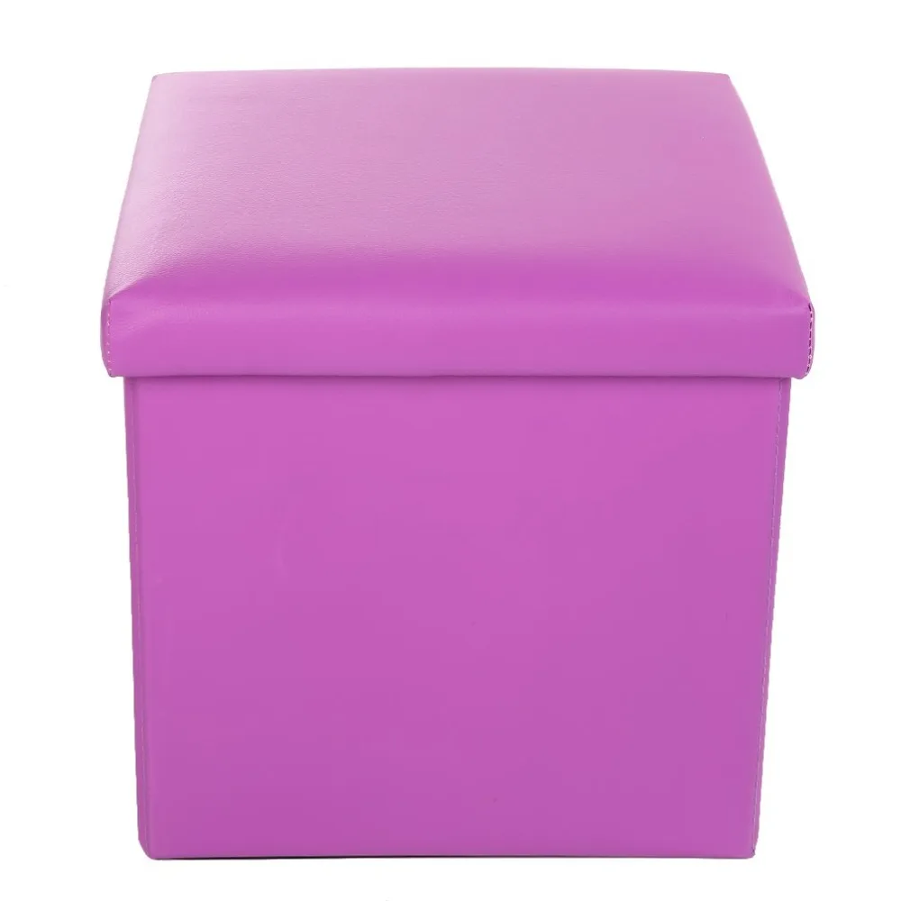 

Unique Single Faux Leather Storage Toy Box Room Foot Stool Seat Living Room Stools Organization Home Furniture